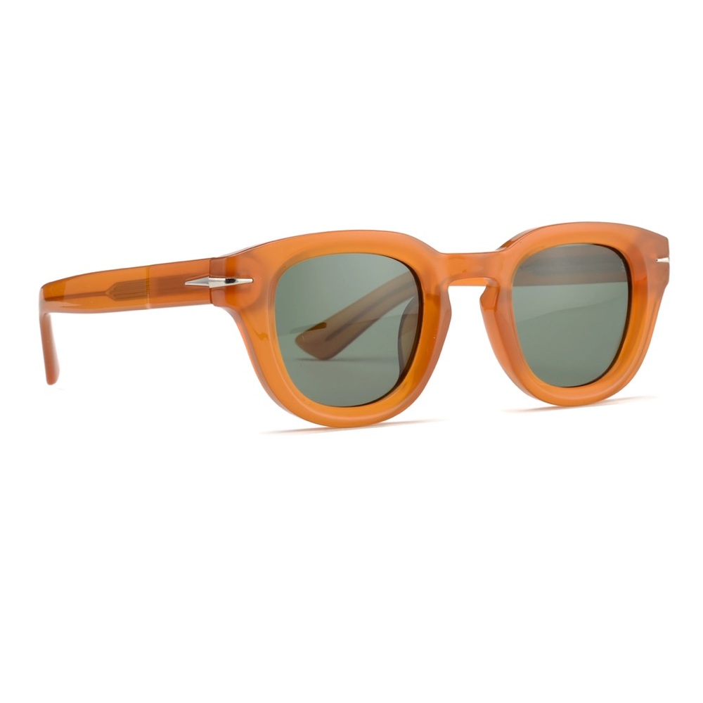 NWT Ryan Simkhai RAVI | TRANSPARENT CARAMEL | GREEN LENS Polarized Sunglasses - Picture 3 of 4